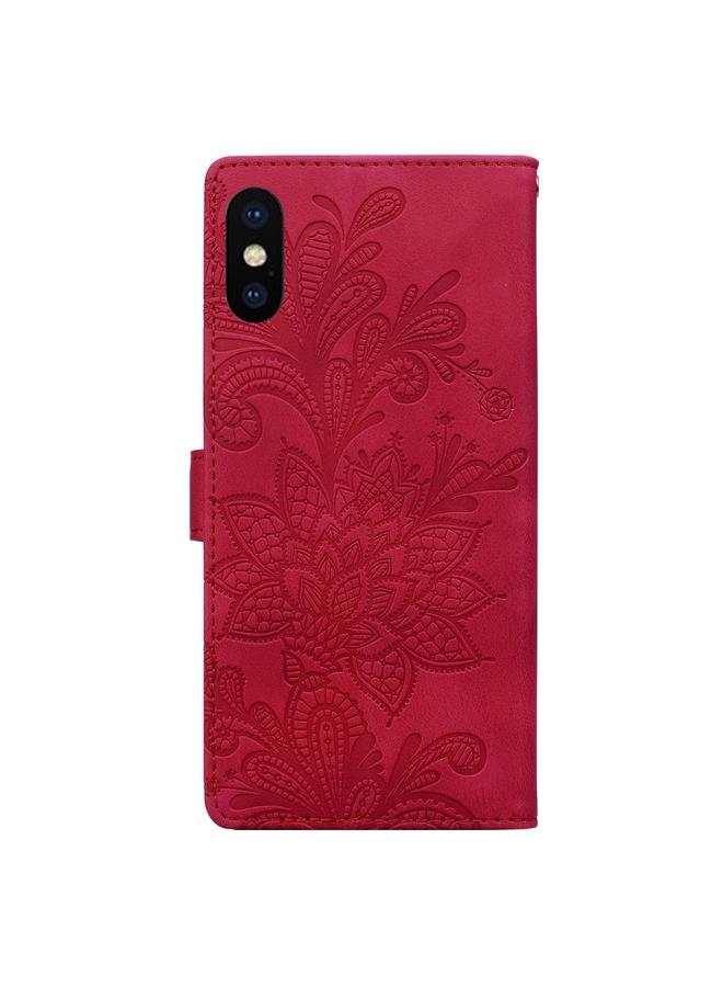 اس-توب جراب لهاتف iPhone X / XS من مادة البولي يوريثان مع مشبك مغناطيسي منقوش بالزهور والدانتيل مع حزام معصم - Image 3