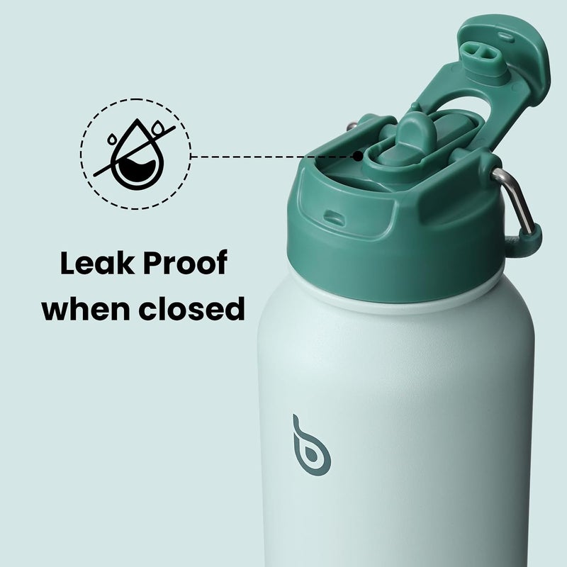 bottle bottle bottlebottle BOTTLE BOTTLE 32oz Insulated Water Bottle Stainless Steel Sport Water Bottle with Straw Dual-use Lid Design for Gym with Pill Box (green) - Image 4