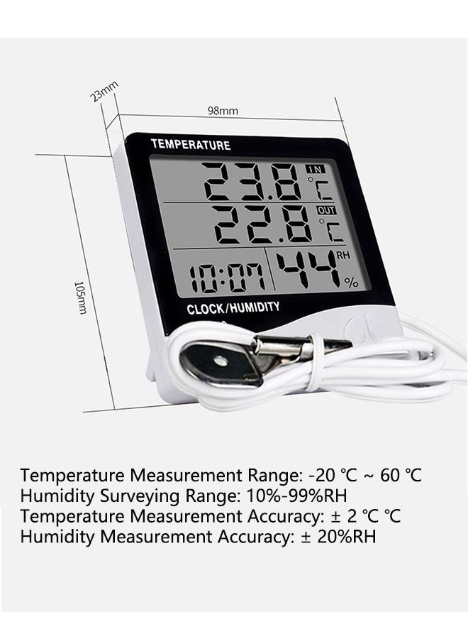 هومستر ميزان حرارة خارجي داخلي مع مسبار درجة الحرارة ، مقياس رطوبة رقمي لمراقبة وظيفة إنذار بشاشة LCD رقمية - Image 2