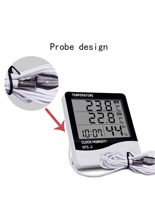 هومستر ميزان حرارة خارجي داخلي مع مسبار درجة الحرارة ، مقياس رطوبة رقمي لمراقبة وظيفة إنذار بشاشة LCD رقمية - Image 3