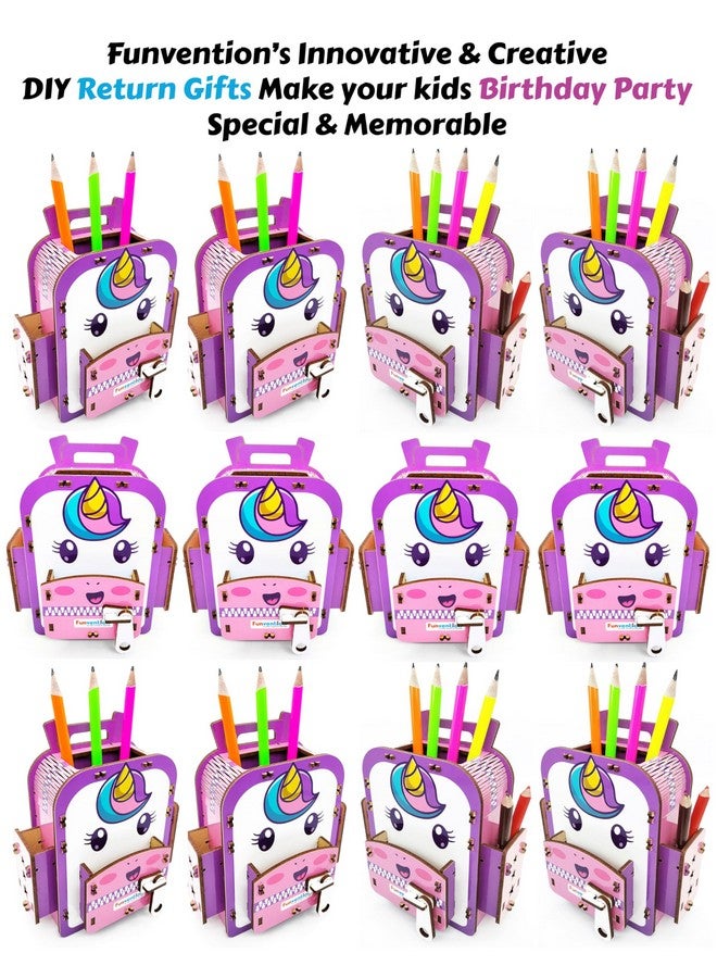 Funvention (Pack of 12) Unicorn DIY Pen Stand 3D Puzzle Birthday Return Gifts Pack for 4+ Years Kids Art and Craft - Image 2