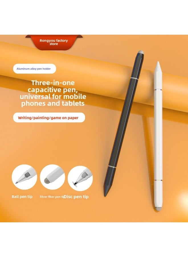 Three-in-One Universal Magnetic Absorption Touch Screen Pen For Tablets And Mobile Phones Android Signature Handwriting Pen-Color:White  - Image 2