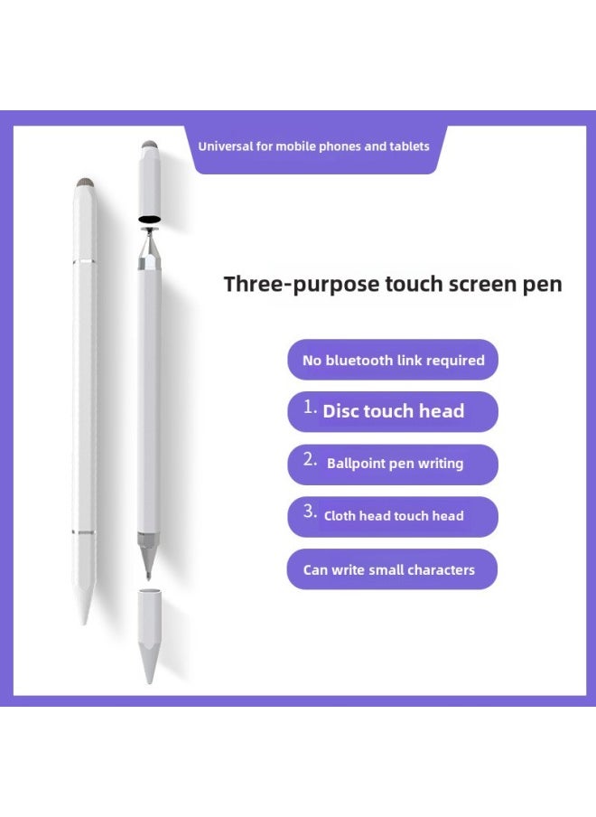 Three-in-One Universal Magnetic Absorption Touch Screen Pen For Tablets And Mobile Phones Android Signature Handwriting Pen-Color:White  - Image 1
