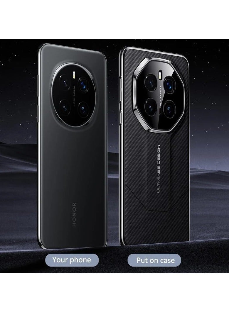 general Case Compatible Honor Magic 7 Pro Case, Carbon Fiber Textured Plated PC Frame Camera Lens Protection Honor Magic7 Pro Shockproof Case  - Image 4