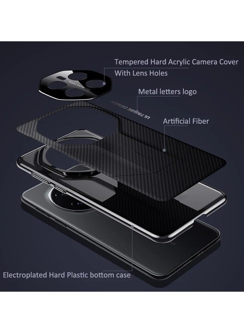 general Case Compatible Honor Magic 7 Pro Case, Carbon Fiber Textured Plated PC Frame Camera Lens Protection Honor Magic7 Pro Shockproof Case  - Image 3