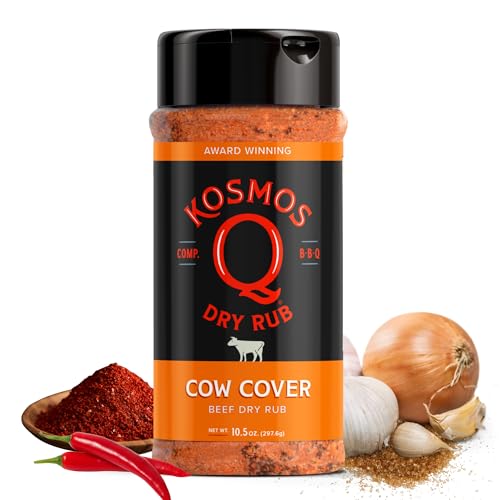 Kosmos Q Cow Cover BBQ Dry Rub, Smoky & Savory Beef Seasoning with Chili Pepper, Garlic, Onion & Paprika for Steak, Burgers, Brisket, Wild Game, Chicken, BBQ Rub for Grilling & Smoking, 10.5 Oz Shaker - Image 1