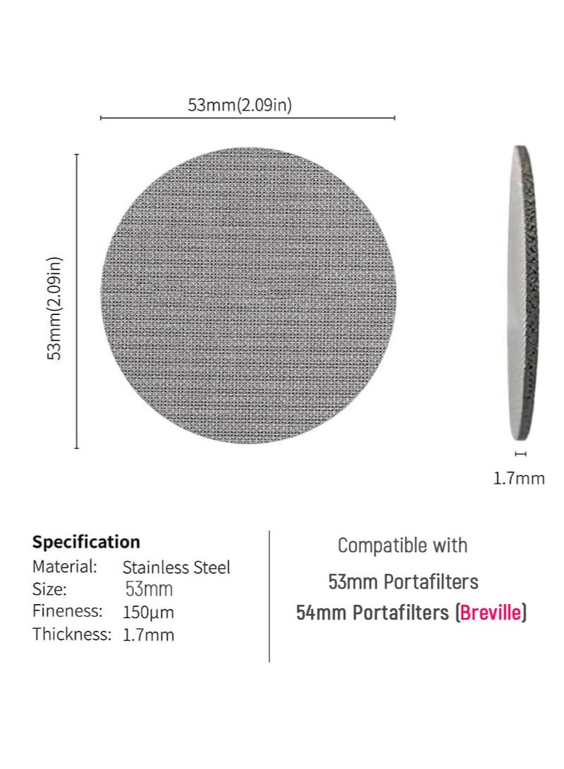 OMRAN CART Puck Screen 53.5mm 150μm 1.7mm Thickness for Even Extraction Compatible with Breville Espresso Machine Portafilters - Image 3