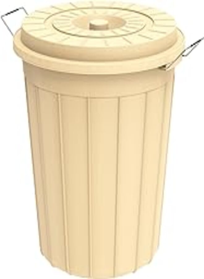 Cosmoplast IFHHDR220IV Plastic Multipurpose Round Drum With Lid, 80 Liters - Ivory