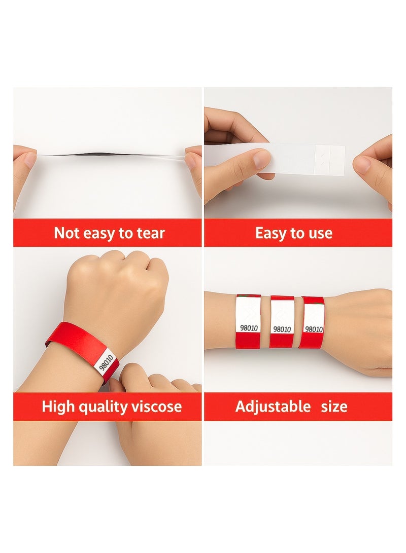 PRINTSHOP4ME Event Paper Wristbands And Identification Bands Made Of Tyveck Material 19mm x 250mm (Red) - Image 3