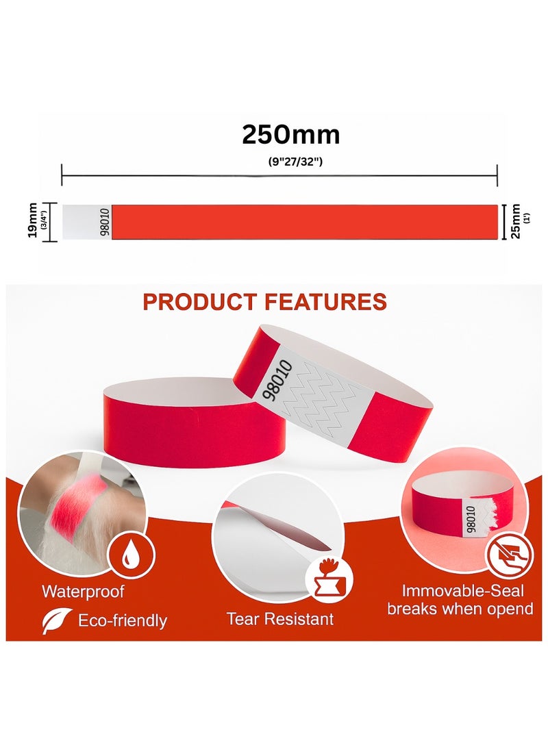 PRINTSHOP4ME Event Paper Wristbands And Identification Bands Made Of Tyveck Material 19mm x 250mm (Red) - Image 4