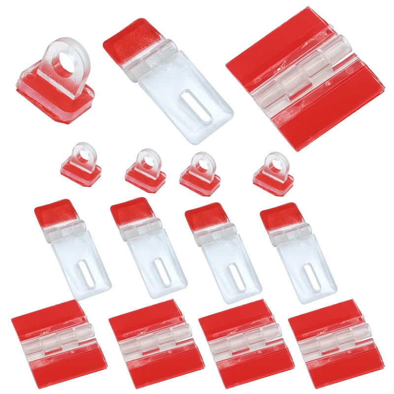 15 Pcs Acrylic Hinge 30x35 mm and SelfAdhesive Latch Buckles Kit Transparent Plastic Continuous Piano HingesSelfAdhesivefor DIY Clear Containers Acrylic Box Cabinets Aquarium