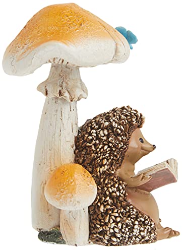Top Collection Miniature Fairy Garden and Terrarium Hedgehog Reading Book Under Mushroom Statue - Image 4