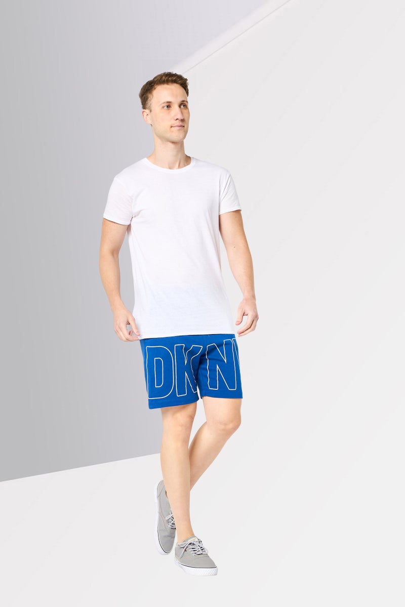 DKNY Men Regular Fit Brand Logo Basic Shorts, Blue - Image 2