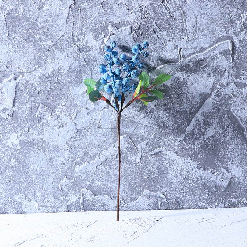 Fake Berries Pick Flower Artificial Berry for New Year Decoration (Blueberry) - Image 1