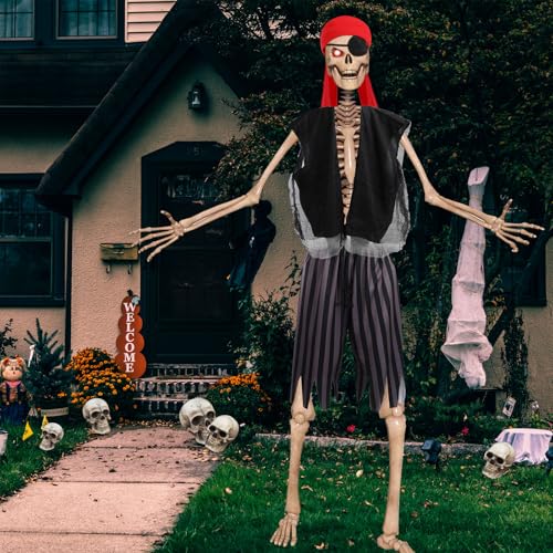 Cozypower 4 Pcs 12 ft Skeleton Accessories Giant Pirate Costume Set Halloween Skeleton Clothing Accessories for Garden Lawn Outdoor Halloween Decoration Black - Image 5