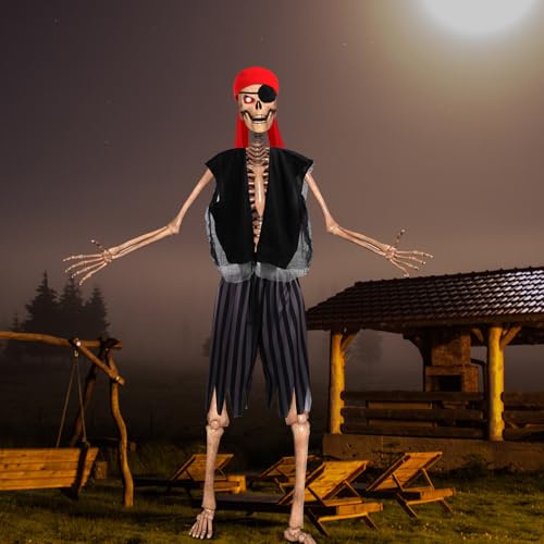 Cozypower 4 Pcs 12 ft Skeleton Accessories Giant Pirate Costume Set Halloween Skeleton Clothing Accessories for Garden Lawn Outdoor Halloween Decoration Black - Image 4