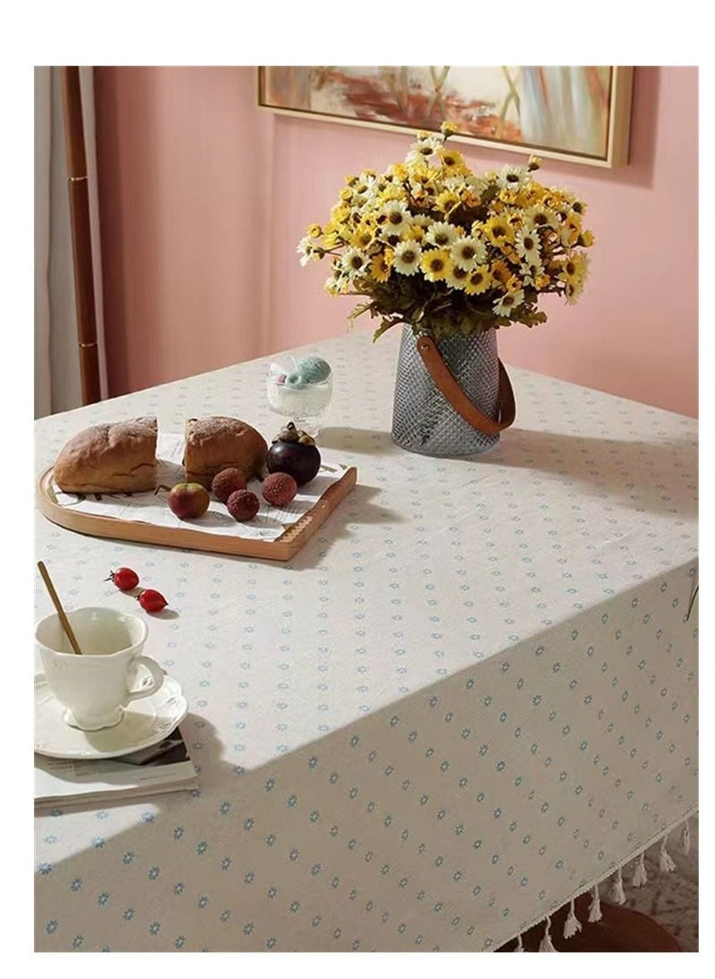 Kutis - Cotton Linen Table Runner Pastoral Style Printed Tassel 200 x 140 CM - Image 1