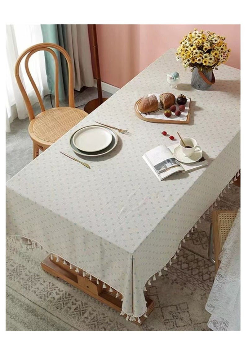 Kutis - Cotton Linen Table Runner Pastoral Style Printed Tassel 200 x 140 CM - Image 1