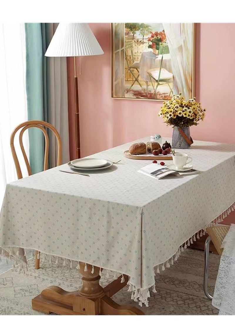 Kutis - Cotton Linen Table Runner Pastoral Style Printed Tassel 200 x 140 CM - Image 1
