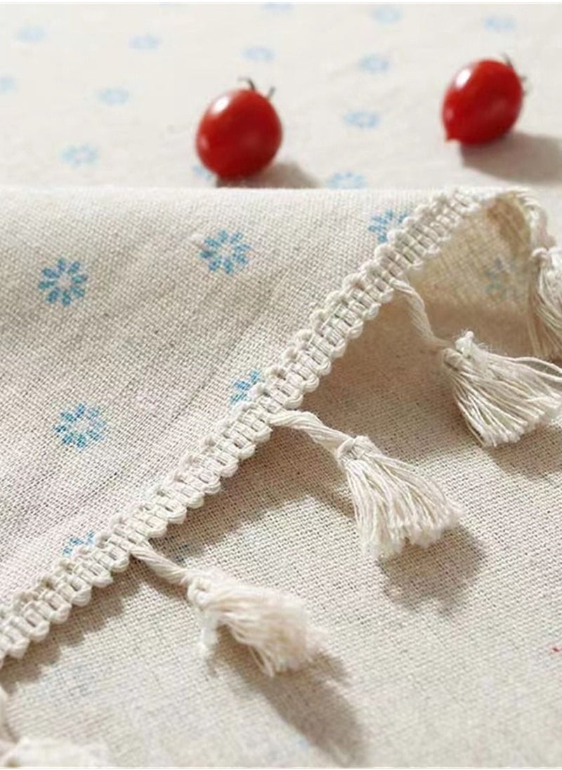 Kutis - Cotton Linen Table Runner Pastoral Style Printed Tassel 200 x 140 CM - Image 1