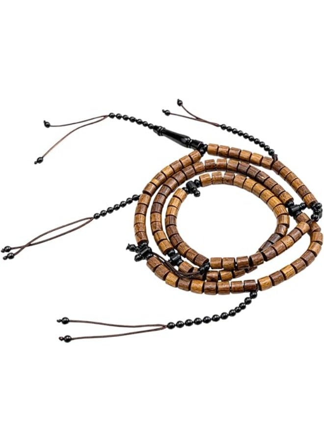 Mahogany Wood Prayer Beads with 100 Beads | 4 Counters, Coconut Wood Marker & Spacers - Image 4