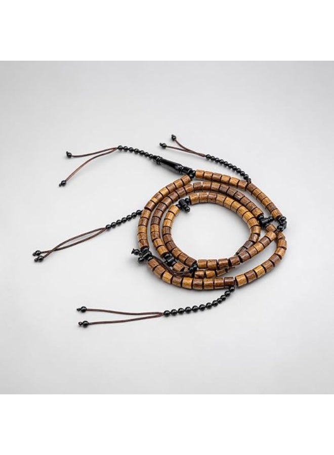 Mahogany Wood Prayer Beads with 100 Beads | 4 Counters, Coconut Wood Marker & Spacers - Image 3