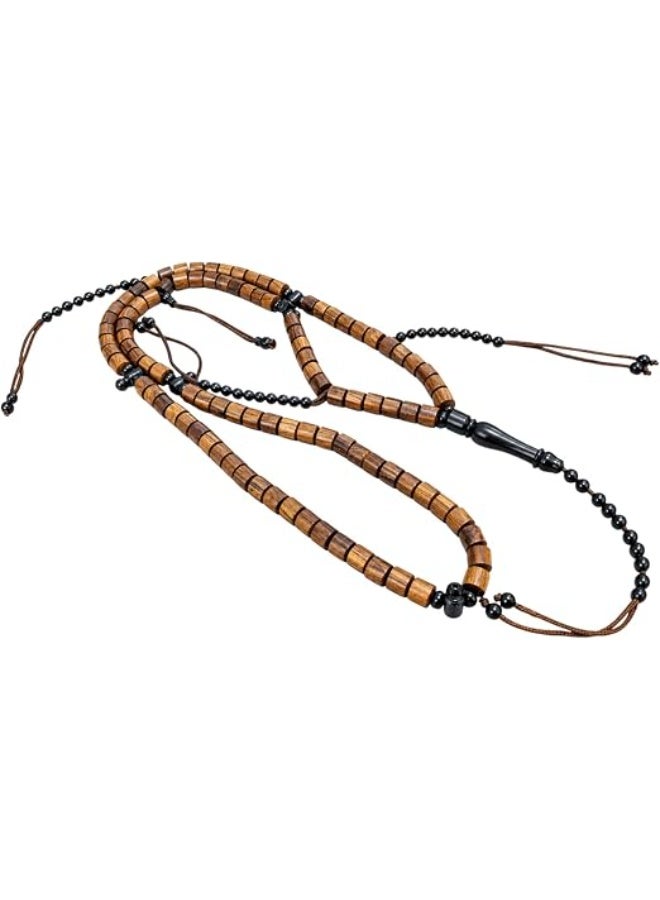 Mahogany Wood Prayer Beads with 100 Beads | 4 Counters, Coconut Wood Marker & Spacers - Image 1
