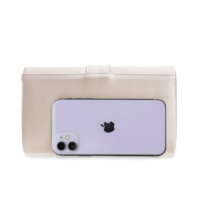 CHARMING TAILOR CHARMING TAILOR Evening Bag Diamantes Embellished Satin Clutch Purse for Woman Classy Party Handbag with Beaded Brooch (Champagne)  - Image 3