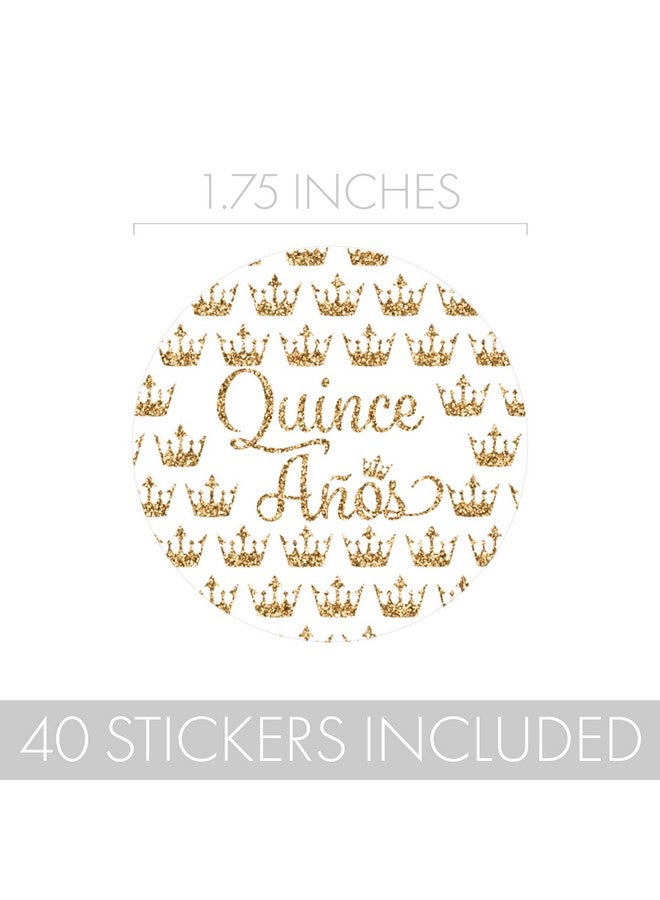 DISTINCTIVS Quinceanera Party Favor Stickers 1.75 In 40 Labels (White And Gold) - Image 4