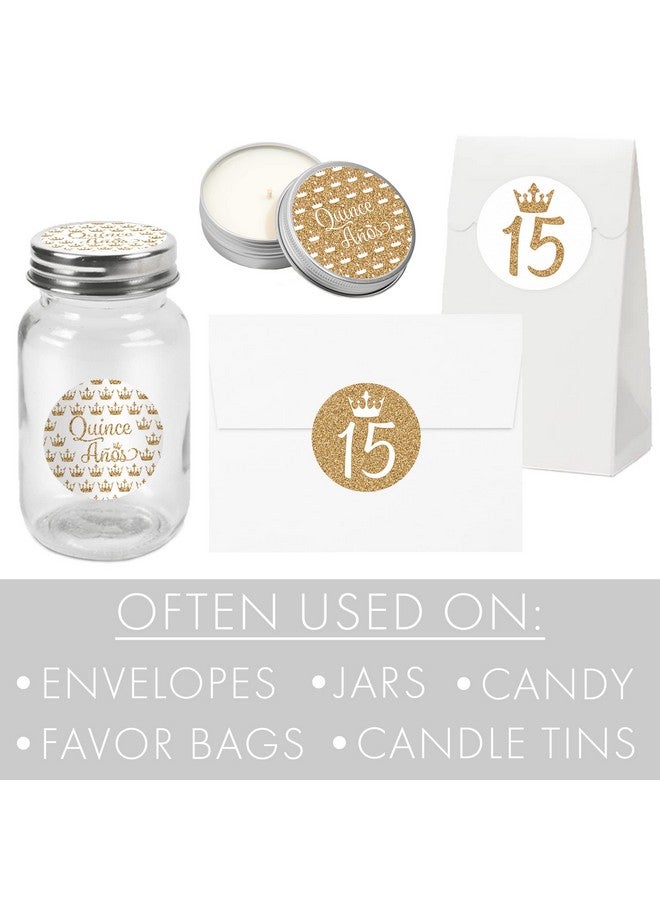 DISTINCTIVS Quinceanera Party Favor Stickers 1.75 In 40 Labels (White And Gold) - Image 5