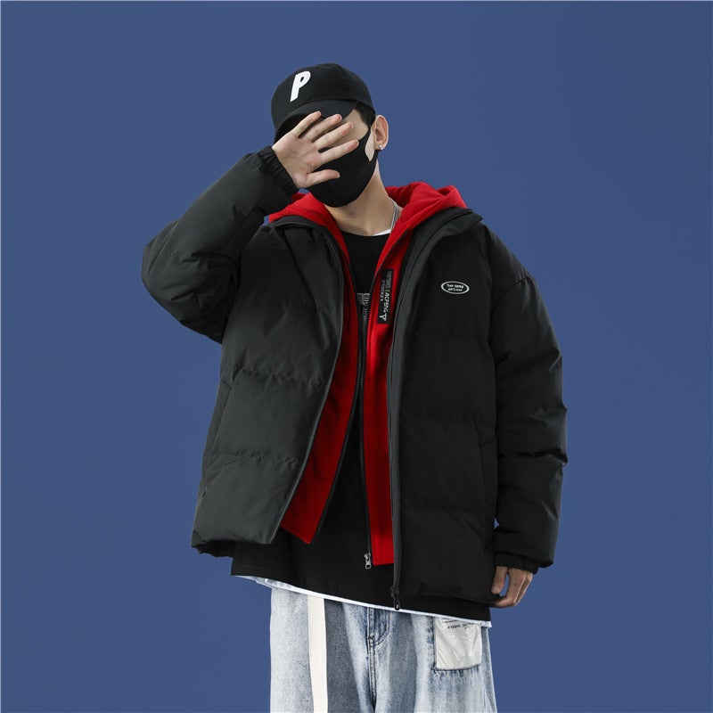 2021 New Winter Men'S And Women'S Fake Two-Piece Thick Cotton-Padded Warm Hooded Korean Fashion Casual Thick Coat - Image 3