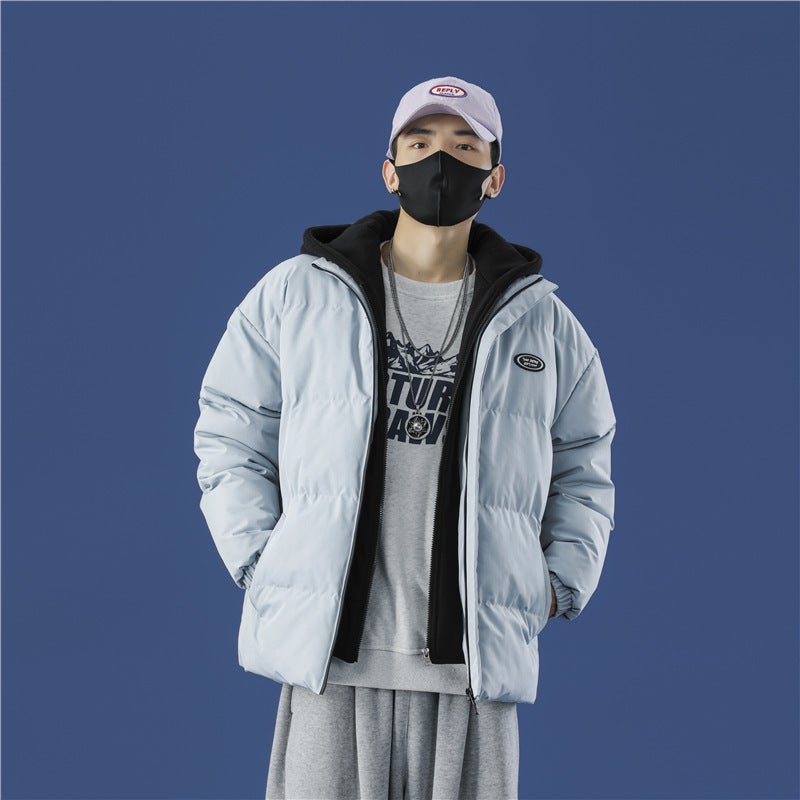 2021 New Winter Men'S And Women'S Fake Two-Piece Thick Cotton-Padded Warm Hooded Korean Fashion Casual Thick Coat - Image 2