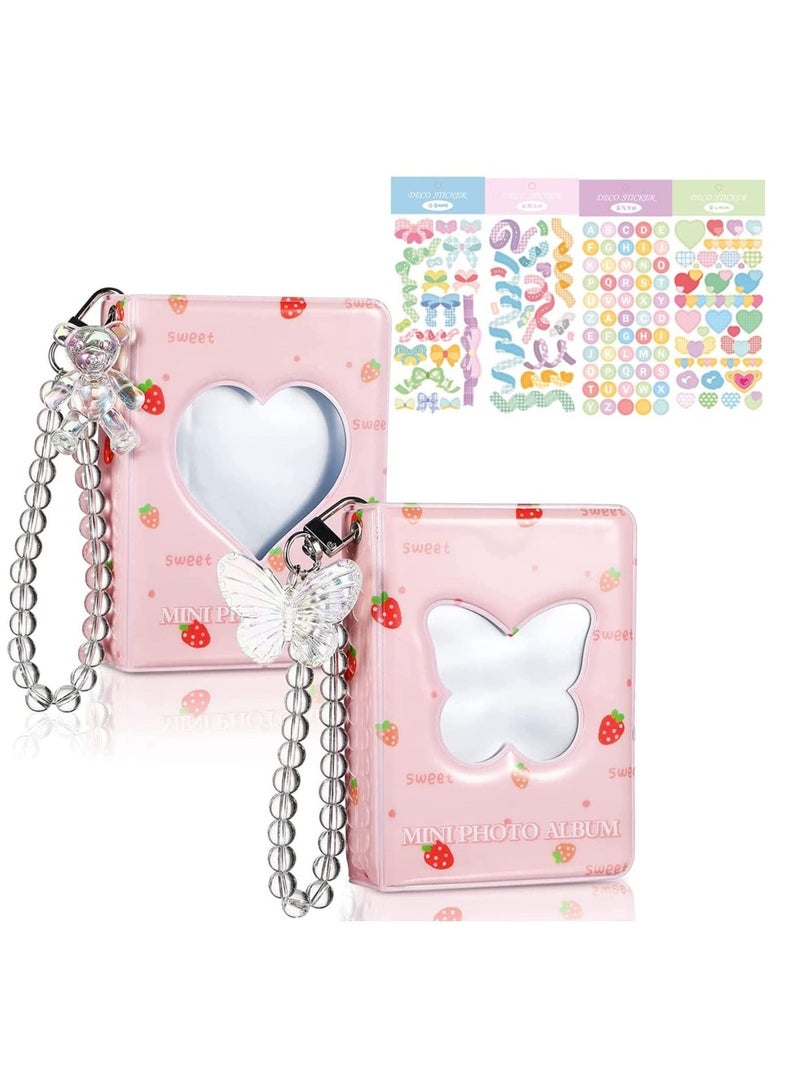 SYOSI Photo Album Photocard, 2 Pcs Holder Book 3 Inch Kpop Mini Collect Binder 40 Pockets with Cute Decorative Stickers and Bracelet Card Holders - Image 1