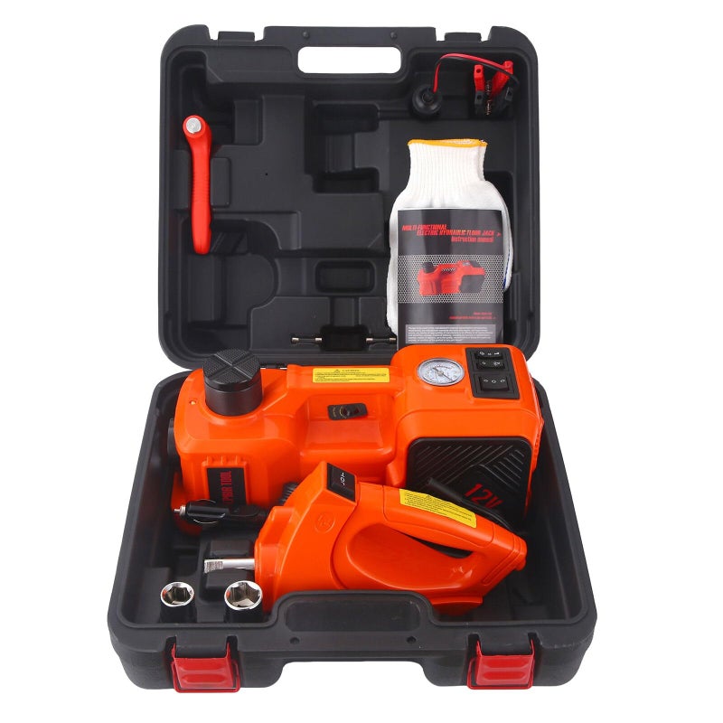 Trihelper Electric Car Jack Set 5 Ton Hydraulic Jack Car Lift Floor Jack with Integrated Tire Pump and Impact Wrench for Sedans SUV MPV Sedan Truck Change Tires Garage Repair - Image 1