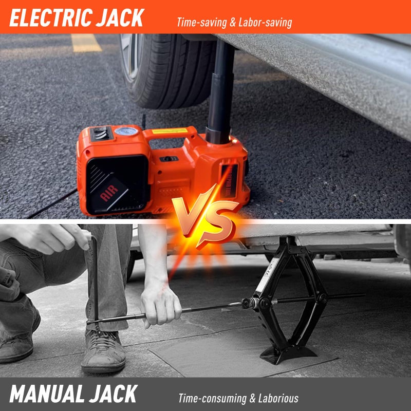 Trihelper Electric Car Jack Set 5 Ton Hydraulic Jack Car Lift Floor Jack with Integrated Tire Pump and Impact Wrench for Sedans SUV MPV Sedan Truck Change Tires Garage Repair - Image 4