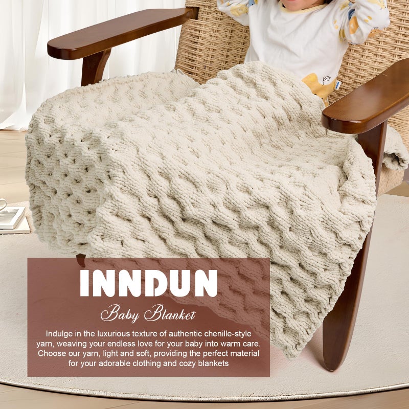 INNDUN Velvet Yarn for Crocheting White Chenille Yarn Super Bulky Baby Blanket Yarn Amigurumi Yarn - Image 4