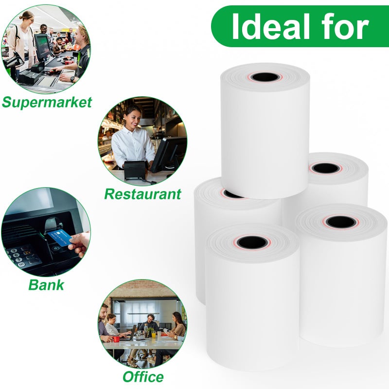 OausTect Thermal Paper Rolls 2.25 x 50 ft, 5 Rolls Credit Card Paper Thermal 2 1/4" x 50', Premium Receipt Papers Fits All 58mm Mini POS Thermal Printers - Image 3