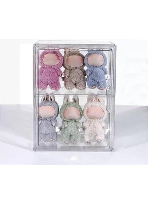 Display Case Compatible with Labubu POP MART, Acrylic Clear Display Box Shelf for POP MART Labubu Doll
