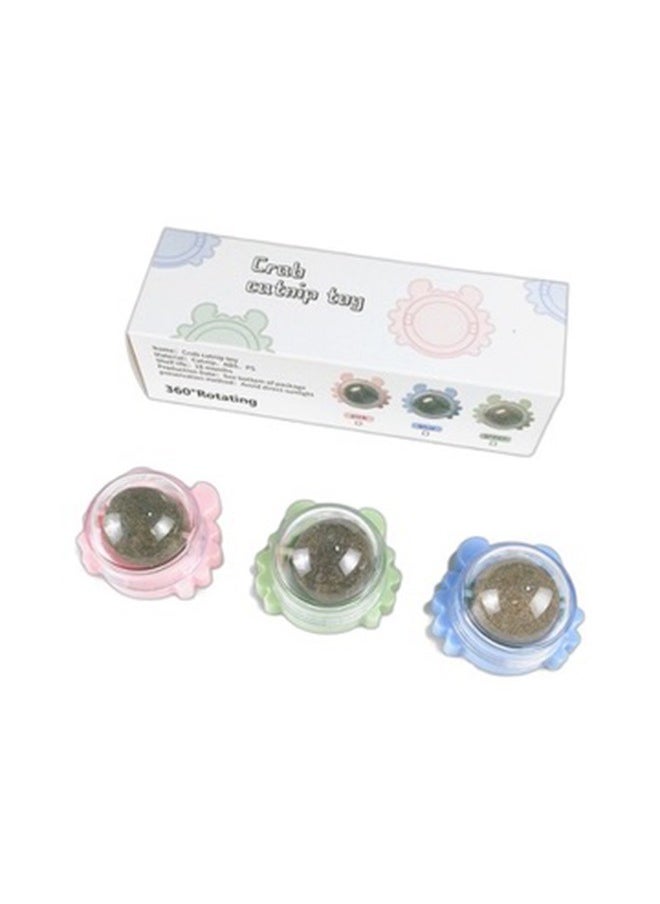 3-Piece Cat Toys Catnip Wall Ball Edible Cat Toy, Cat Chew Toy, Teeth Cleaning Cat Bite Toy, Rotatable Indoor Cat Toy(Style random:crab/turtle/snail)