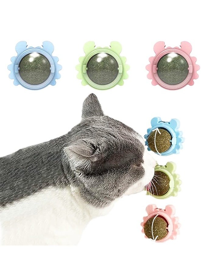 Generic 3-Piece Cat Toys Catnip Wall Ball Edible Cat Toy, Cat Chew Toy, Teeth Cleaning Cat Bite Toy, Rotatable Indoor Cat Toy(Style random:crab/turtle/snail)  - Image 1