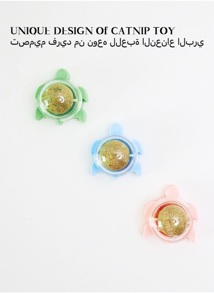 3-Piece Cat Toys Catnip Wall Ball Edible Cat Toy, Cat Chew Toy, Teeth Cleaning Cat Bite Toy, Rotatable Indoor Cat Toy(Style random:crab/turtle/snail)