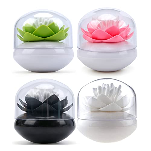 Bloss 4 Packs Lotus Qtip Holders Bathroom Organizer Accessories, Unique Bathroom Decor for cotton swabs, Toothpicks Holder Container - 1 Set 4 Colors - Image 1