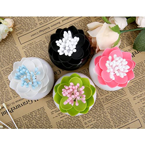 Bloss 4 Packs Lotus Qtip Holders Bathroom Organizer Accessories, Unique Bathroom Decor for cotton swabs, Toothpicks Holder Container - 1 Set 4 Colors - Image 4
