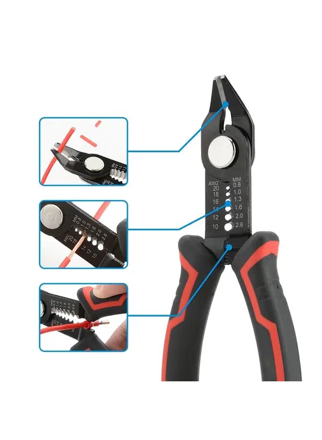 Black Automatic Wire Stripper Crimping Tool High Carbon Steel Cutter Ergonomic Grip - Image 4