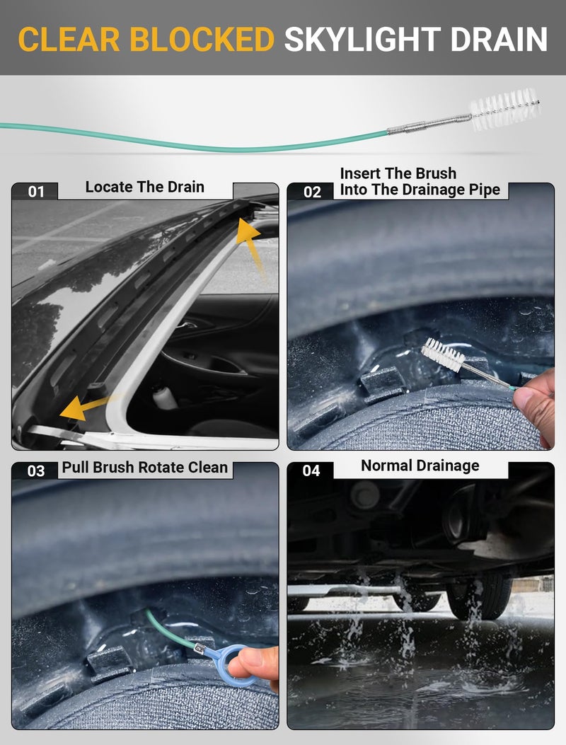 SARDVISA Upgraded Auto Sunroof Drain Cleaning Tool, 78 Inch Flexible Drain Brush Long Pipe Cleaners for Car, Tube Cleaning Brush Slim Drain Dredging Tool Perfect for Car Sunroof, Windshield Wiper Drain Hole - Image 2