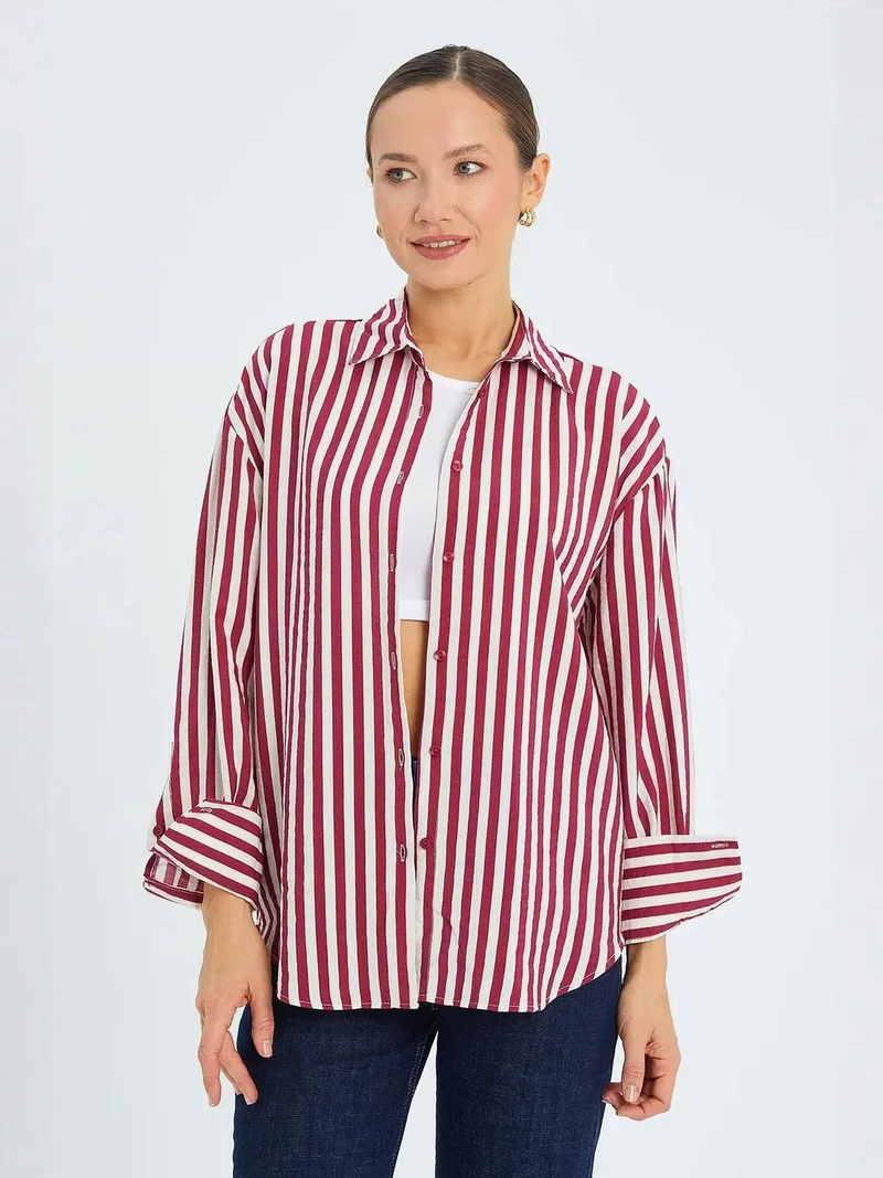 MixRay Mixray Striped Long Sleeve Button-Up Shirt