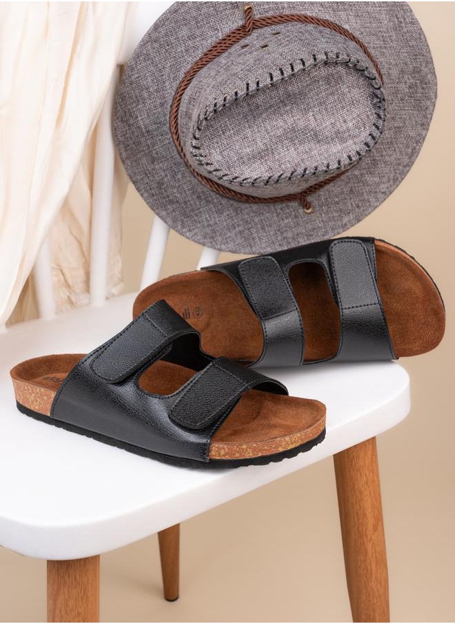 Styli Solid Double Strap Slip-On Sandals  - Image 1