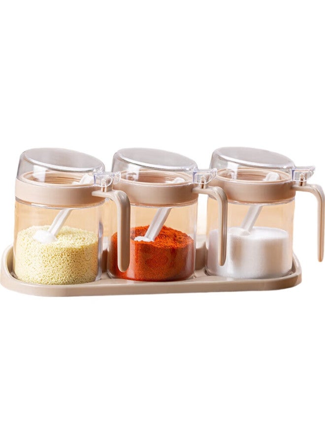 Mengting Glass Seasoning Containers, Spice Jars, Home Salt Shakers, Condiment Jars Set, Seasoning Boxes, 3-Piece Set With Storage Rack - Image 3