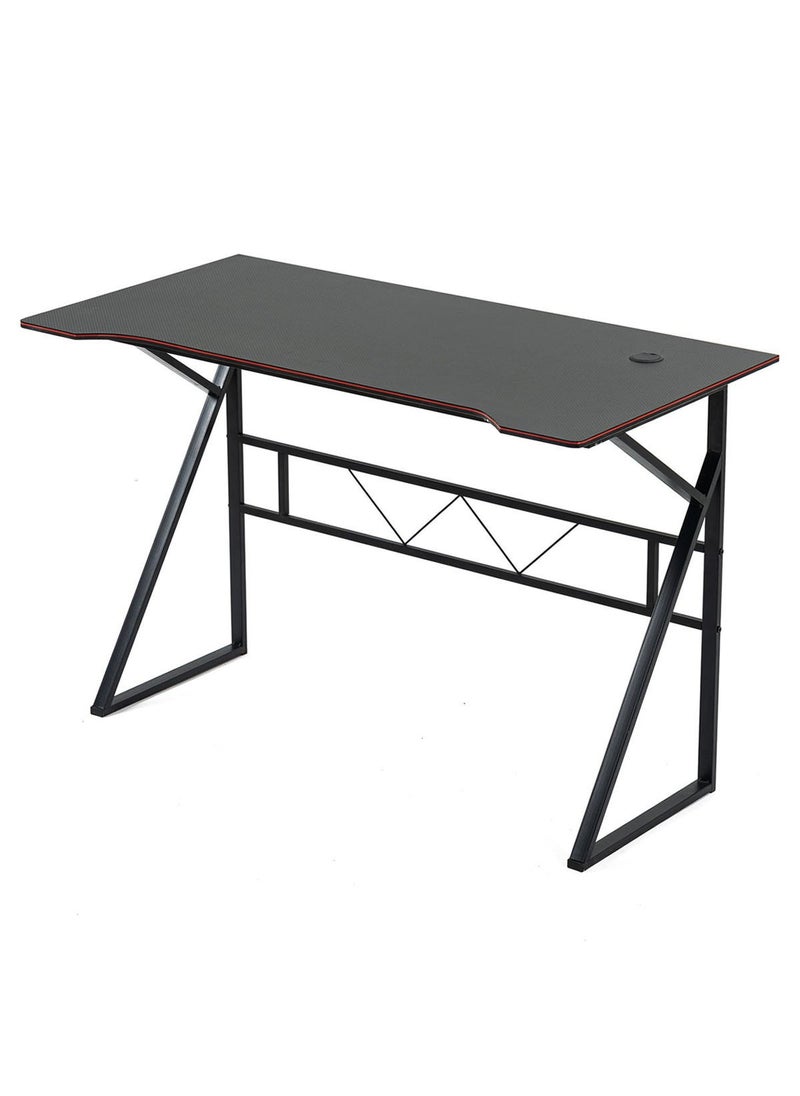 AGD Computer Gaming Table, PC Workstation, Home Office Desk with Carbon Fiber K-Shaped Top 100*48*75cm Black  - Image 1