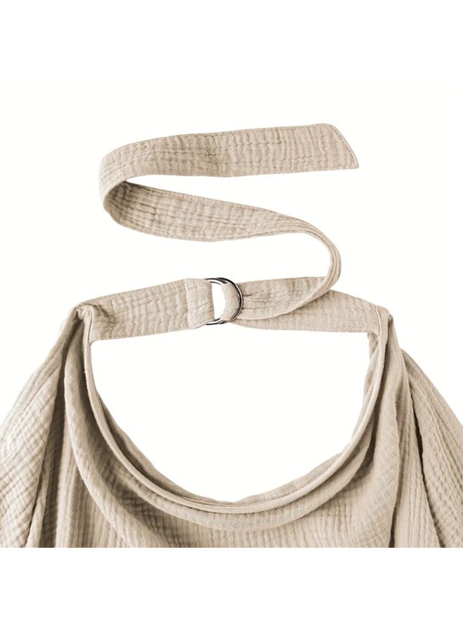 Khaki Pure Nursing Cover With Rigid Hoop Breathable Multi-Use Apron For Breastfeeding And Car Seat Canopy Durable Comfortable Design For Mothers - Image 5